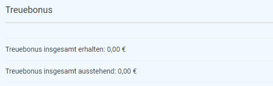 Screenshot der Treuebonusübersicht im Kundenkonto