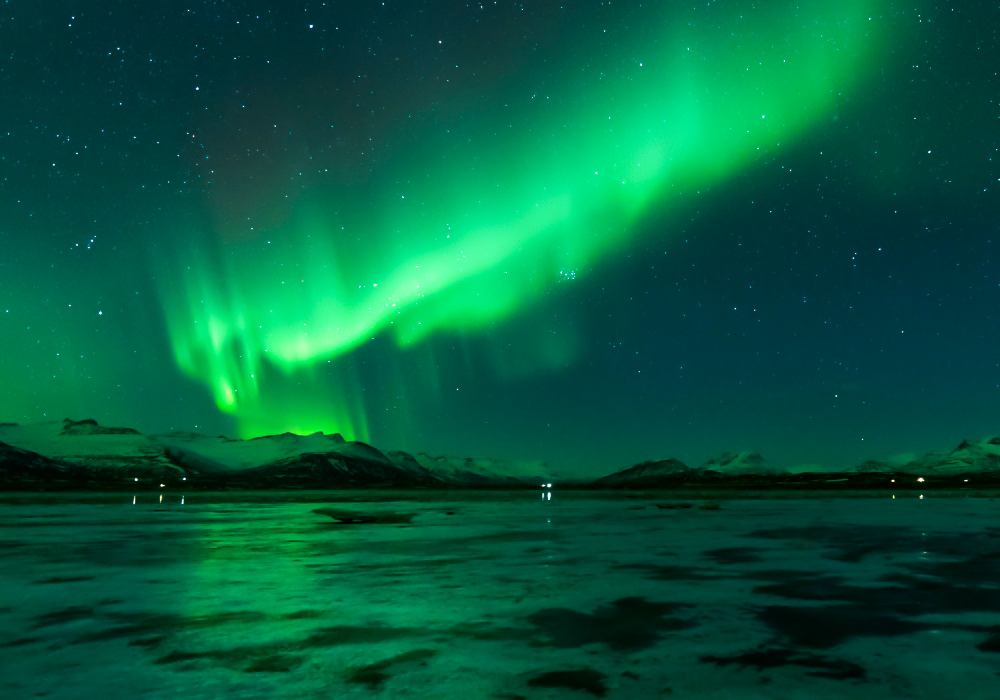 Nachthimmel mit Polarlichter Stil zum Video Übertragen 
