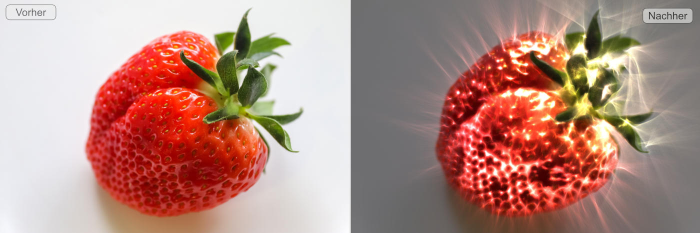 Vergleichsbild vorher nachher Erdbeere mit Kilianeffekt COLOR #7 professional