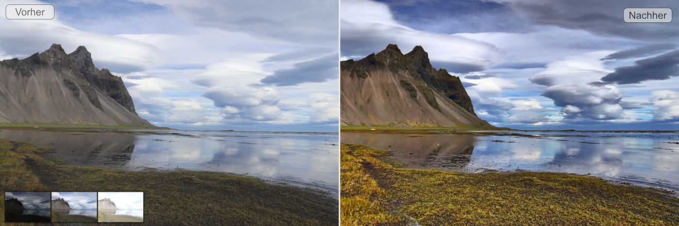 Vergleichsbild Landschaft von Island mit Küste